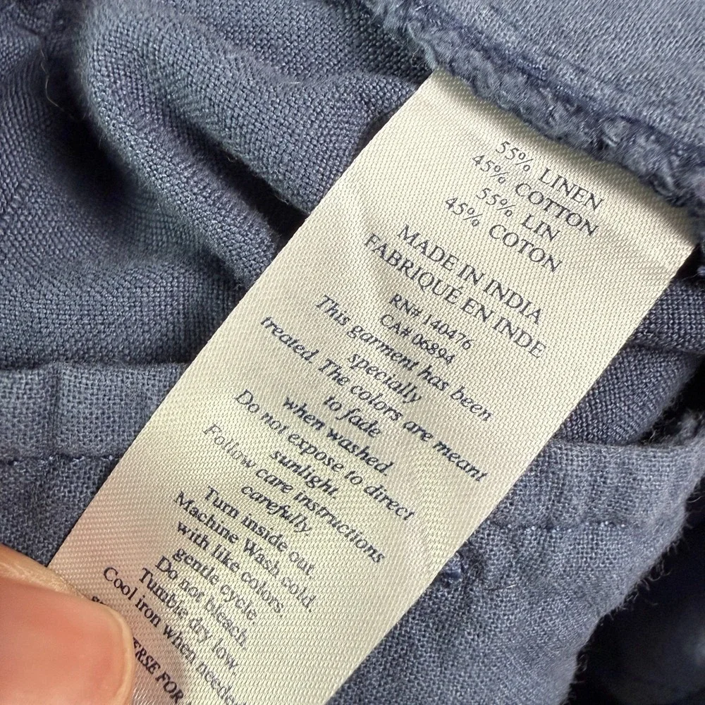 Faherty Shorts Malibu Mens 38 Navy Blue Summer Linen Cotton Blend Golf Beach